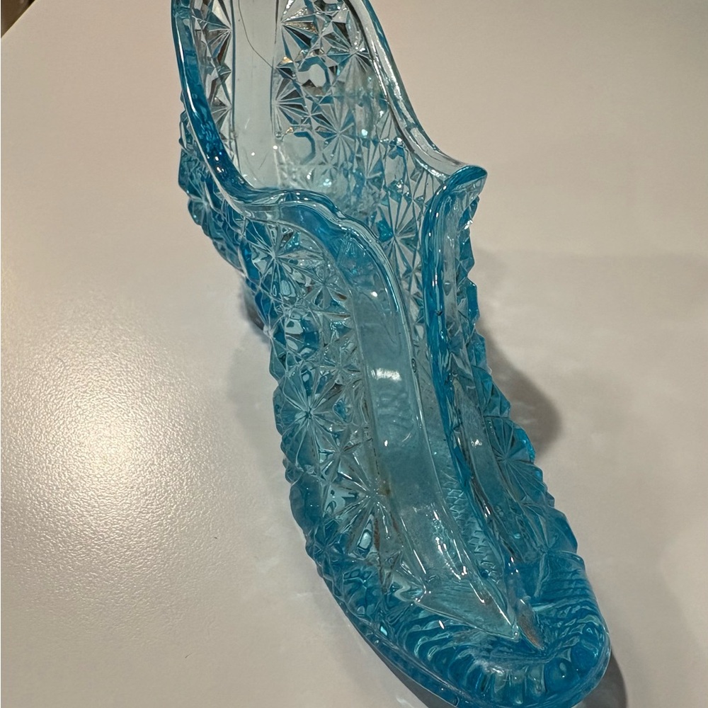 Vintage Fenton Blue Glass Women Shoe - Picture 6 of 7